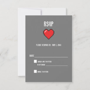 Nerdy 8 bit heart rsvp card