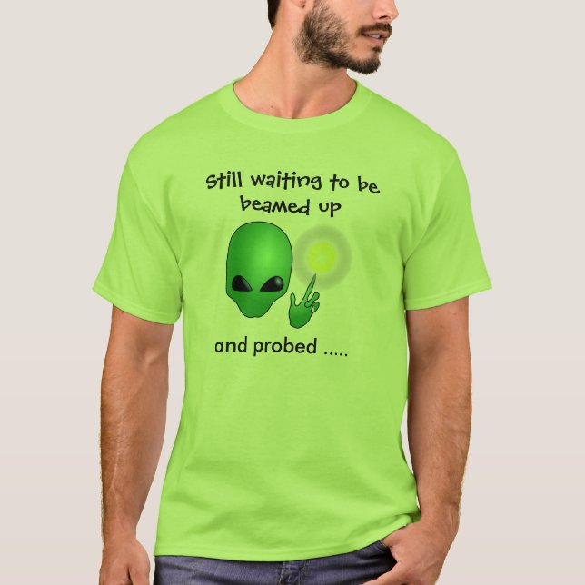 Nerdy Alien Beamed Up and Probed Men's T-Shirt (Front)