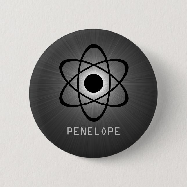 Nerdy Atomic Button, Gray Pinback Button (Front)
