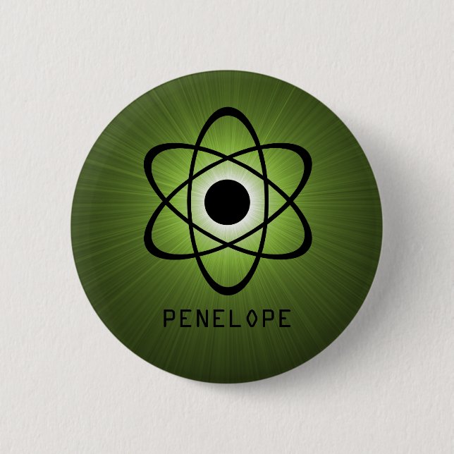 Nerdy Atomic Button, Green Button (Front)