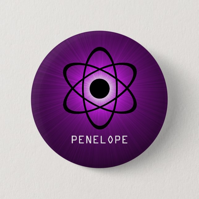 Nerdy Atomic Button, Purple Pinback Button (Front)