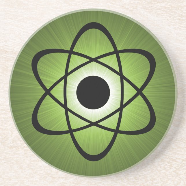 Nerdy Atomic Coaster, Green Drink Coaster (Front)