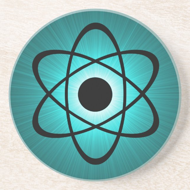 Nerdy Atomic Coaster, Teal Drink Coaster (Front)