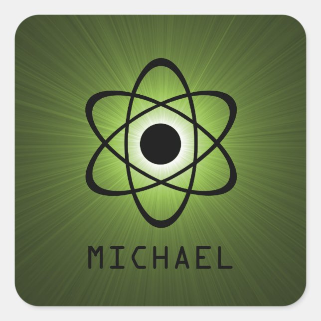 Nerdy Atomic Customizable Stickers, Green Square Sticker (Front)