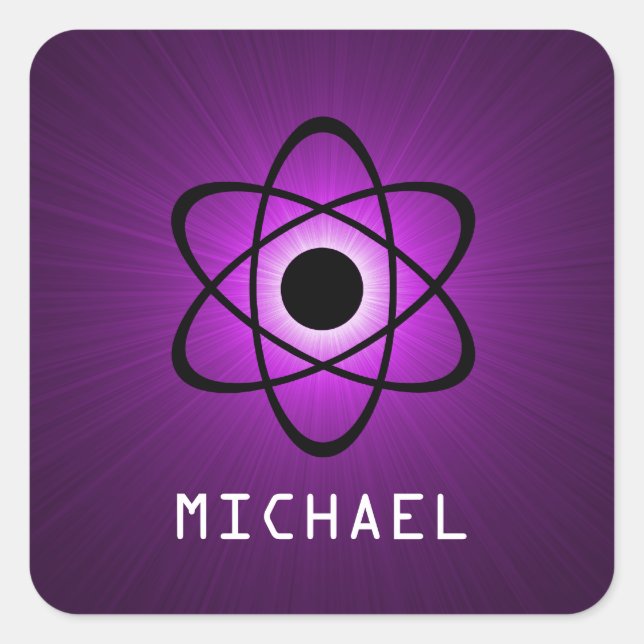 Nerdy Atomic Customizable Stickers, Purple Square Sticker (Front)