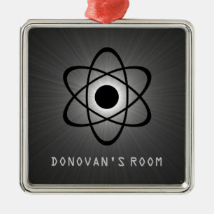 Nerdy Atomic Door Hanger Ornament, Gray Metal Ornament