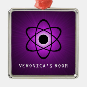 Nerdy Atomic Door Hanger Ornament, Purple Metal Ornament
