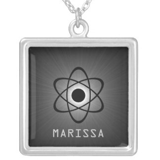Nerdy Atomic Necklace, Gray Silver Plated Necklace