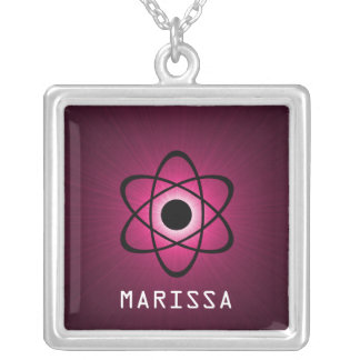 Nerdy Atomic Necklace, Pink Silver Plated Necklace