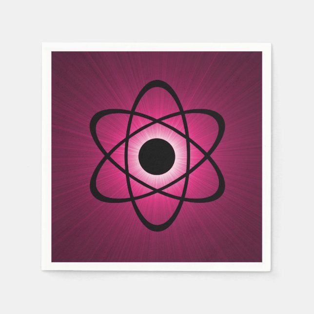 Nerdy Atomic Paper Napkins, Fuchsia Pink Napkins (Front)