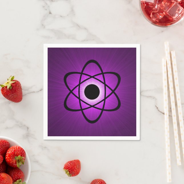 Nerdy Atomic Paper Napkins, Purple Napkins (Insitu)