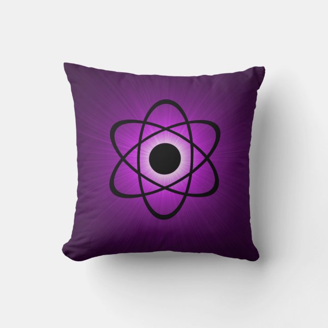 Nerdy Atomic Pillow, Purple Throw Pillow (Front)