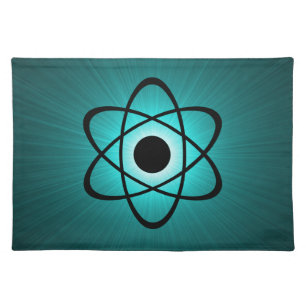 Nerdy Atomic Placemat, Teal Cloth Placemat