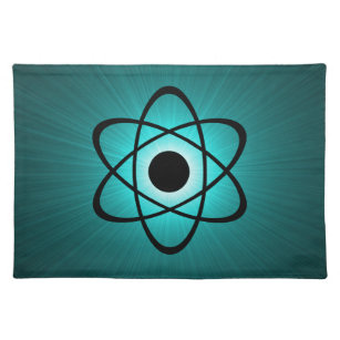 Nerdy Atomic Placemat, Teal Cloth Placemat