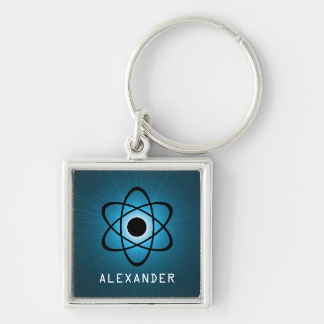 Nerdy Atomic Premium Keychain, Blue Keychain (Front)