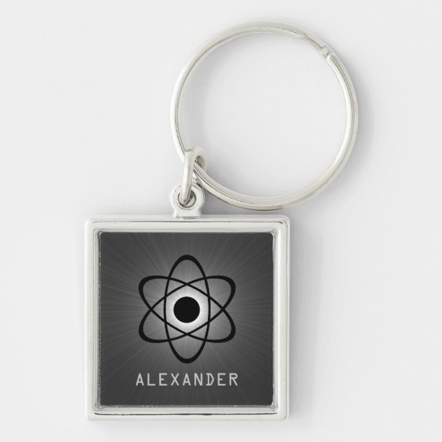 Nerdy Atomic Premium Keychain, Gray Keychain (Front)