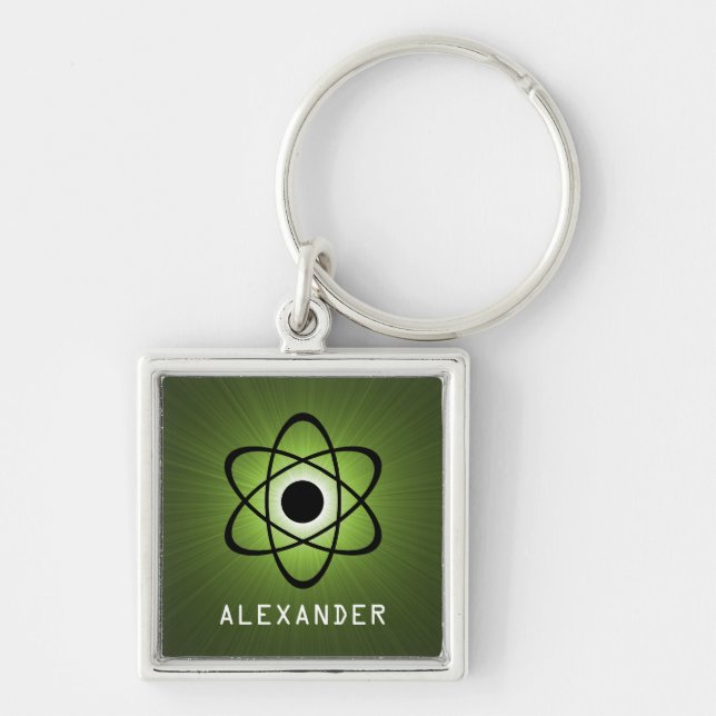 Nerdy Atomic Premium Keychain, Green Keychain (Front)