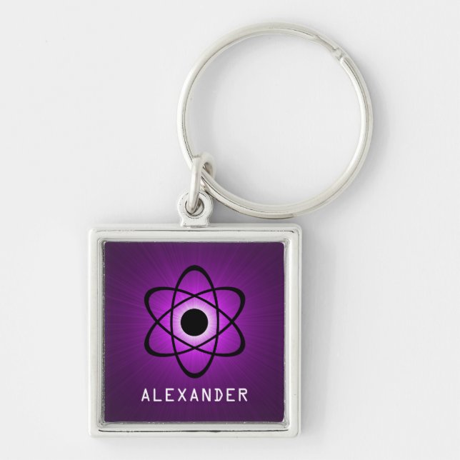 Nerdy Atomic Premium Keychain, Purple Keychain (Front)
