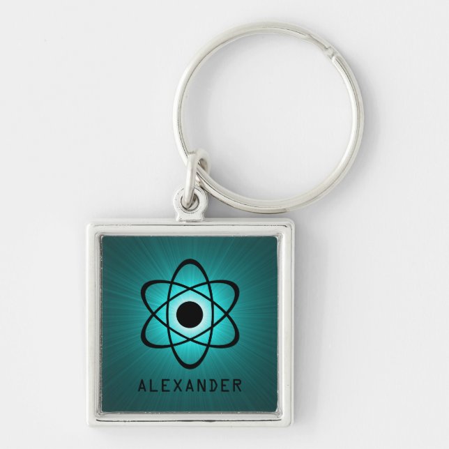 Nerdy Atomic Premium Keychain, Teal Keychain (Front)