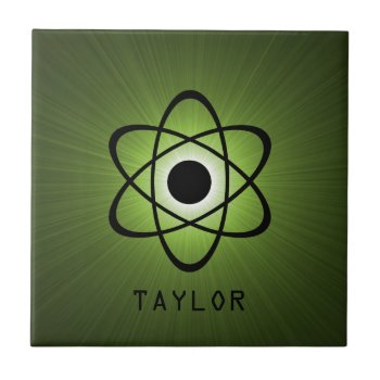 Nerdy Atomic Tile  Green Tile by Superstarbing at Zazzle