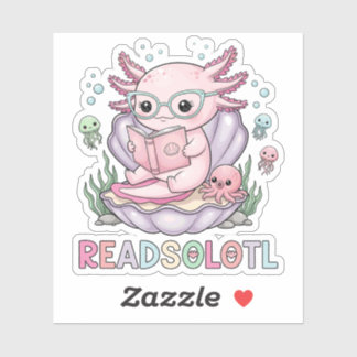 Nerdy Axolotl Reading Book Sticker