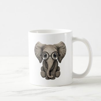 Nerdy Baby Elephant Wearing Glasses Coffee Mug by crazycreatures at Zazzle