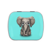 Nerdy Baby Elephant Wearing Glasses Jelly Belly Candy Tin (Top)