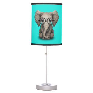 Nerdy Baby Elephant Wearing Glasses Table Lamp