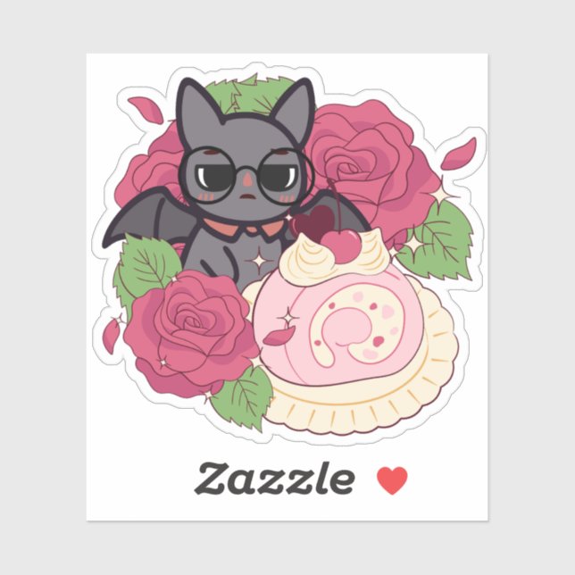 Nerdy Bat and Rose Swiss Roll Sticker (Sheet)