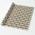 [ Thumbnail: Nerdy, Beige Pixelated 8-Bit Style Bricks Pattern Wrapping Paper ]