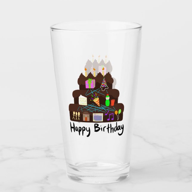 Nerdy Birthday Neural Network Glass (Front)