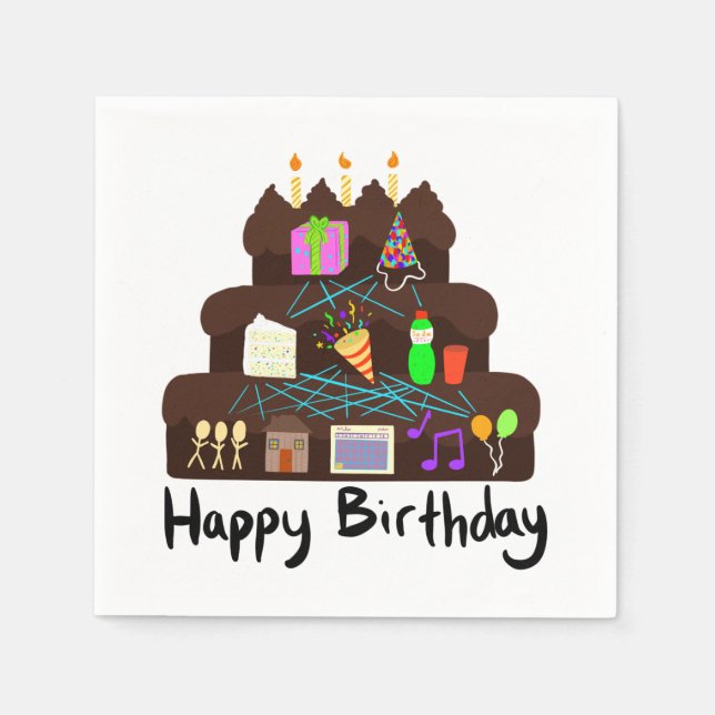 Nerdy Birthday Neural Network Napkins (Front)