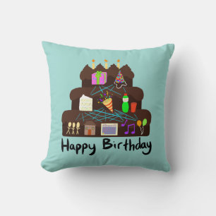 Nerdy Birthday Neural Network Throw Pillow