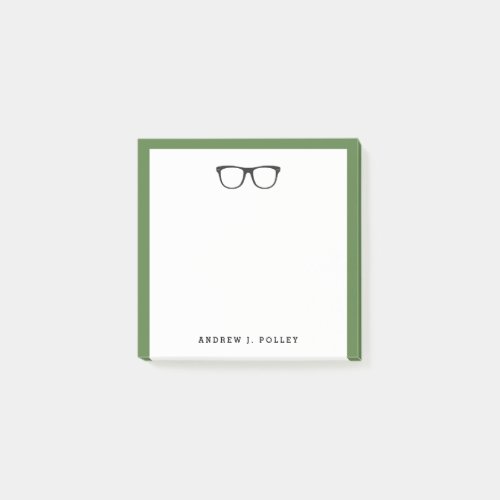 Nerdy Black Glasses Customized Square Post_it Notes