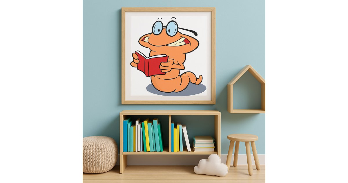 Nerdy Bookworm Reading A Book Poster | Zazzle