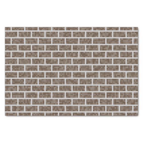Nerdy Brown 8_Bit Graphics Look Bricks Pattern Tissue Paper