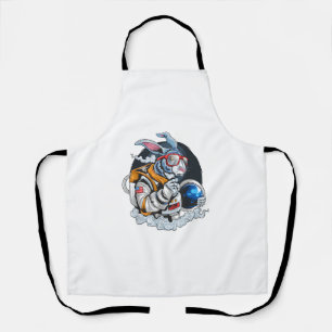 Nerdy Bunny Astronaut in Space, Explorer Spaceman Apron