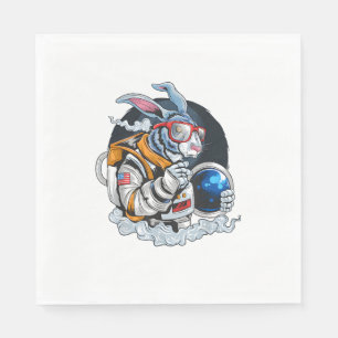 Nerdy Bunny Astronaut in Space, Explorer Spaceman Napkins