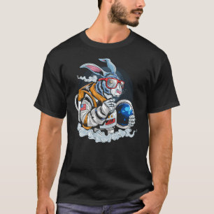 Nerdy Bunny Astronaut in Space, Explorer Spaceman T-Shirt