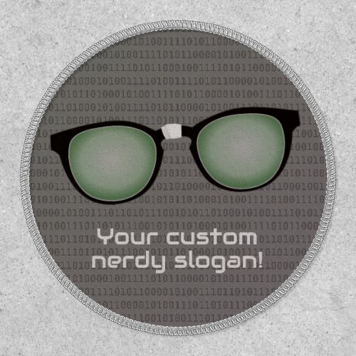 Nerdy but Cool _ Ironic Glasses  Own Funny Slogan Patch