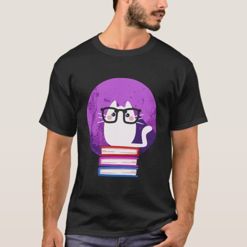 Nerdy Cat Funny Book Nerd Librarians Long Sleeve S T_Shirt