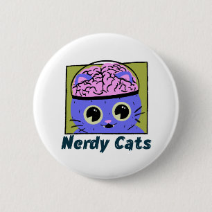 Nerdy Cats, Brain Design Button