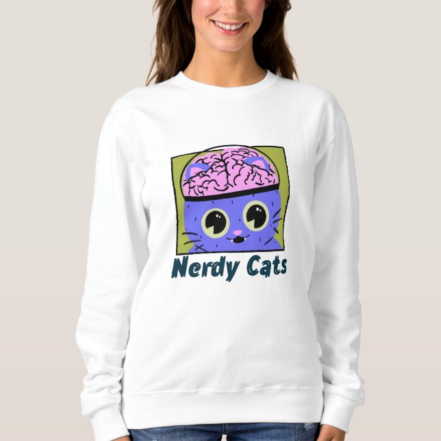 Nerdy Cats, Brain Design Sweatshirt (Front)