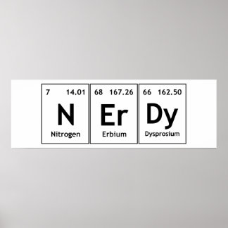 NErDy Chemistry Periodic Table Words Elements Nerd Poster