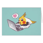 Nerdy cockatiel Macbook parrot greeting card