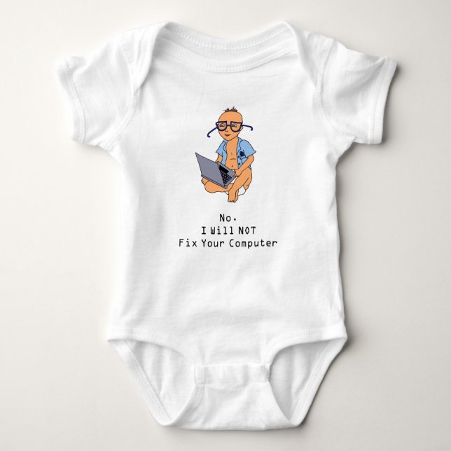 Nerdy Computer Baby Tan Skin Bodysuit (Front)
