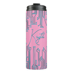 Nerdy Computer Chip Pink Feminine Name Thermal Tumbler