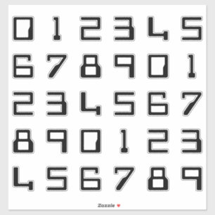 Nerdy Computer Style Digits / Numbers / Numerals Sticker