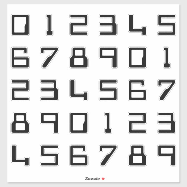 Nerdy Computer Style Digits / Numbers / Numerals Sticker (Sheet)