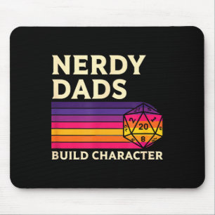 Nerdy Dads Build Character, Retro Tabletop Rpg Fat Mouse Pad